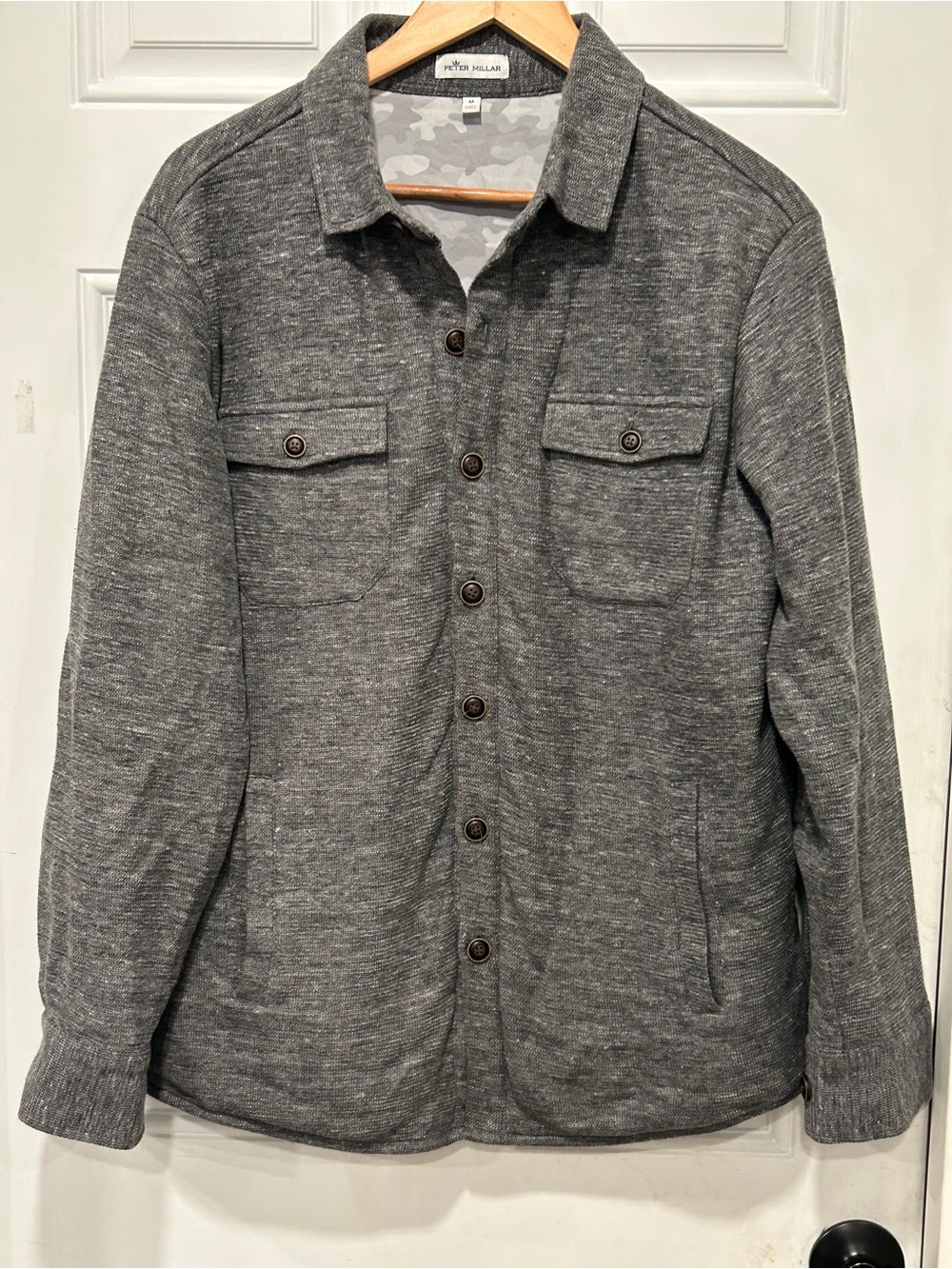 Peter Millar Mountainside Slub Jacket Cotton Linen Grey Medium Gorpcore Shacket